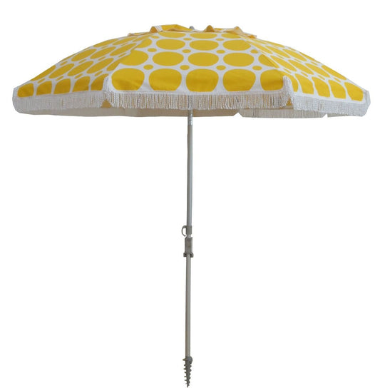 Classic Fringe Beach Umbrella - Morning Sunshine Yellow - Beachkit