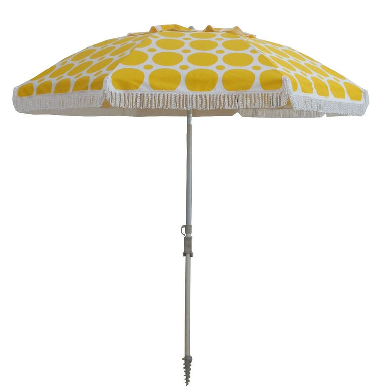 Classic Fringe Beach Umbrella - Morning Sunshine Yellow - Beachkit