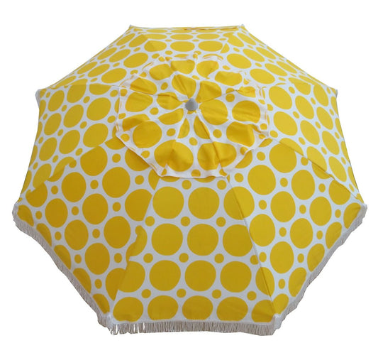 Classic Fringe Beach Umbrella - Morning Sunshine Yellow - Beachkit