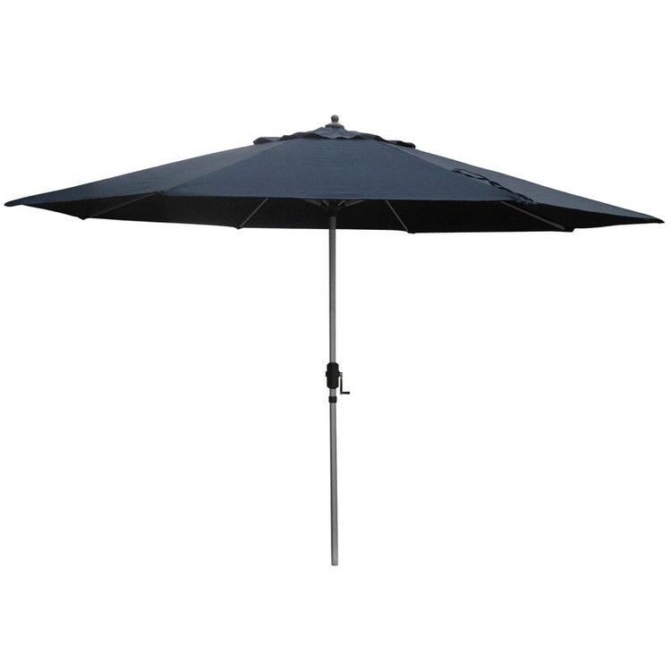 Navy Market 335cm shade umbrella with commercial-grade aluminum frame and crank lift mechanism
