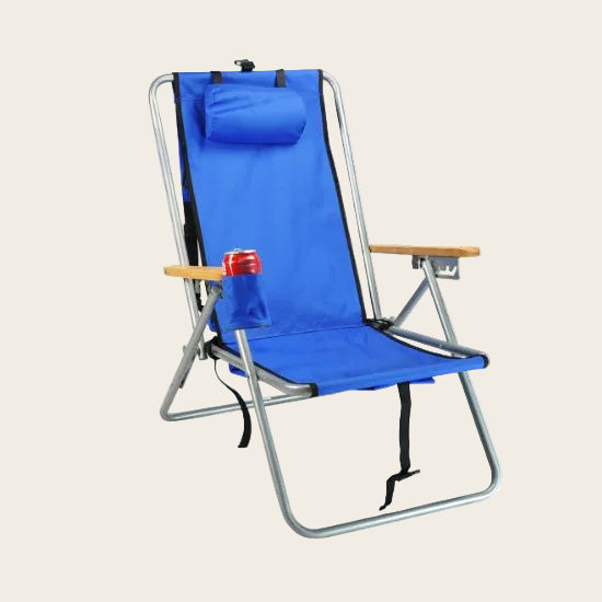 Wearever Backpack Chair royal blue portable high back lounger with cup holder