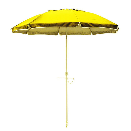 Yellow Beachcomber 210cm solid color beach umbrella with twist anchoring system