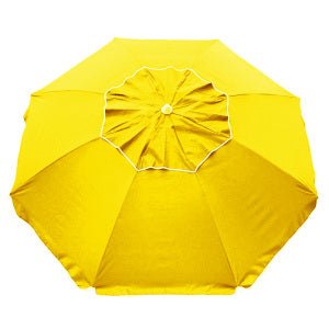 Yellow Beachcomber 210cm beach umbrella with solid canopy and twist anchoring system
