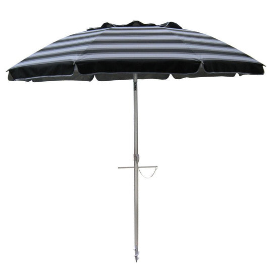 Daytripper Beach Umbrella 210cm black and white striped lightweight with carry bag for beach shade