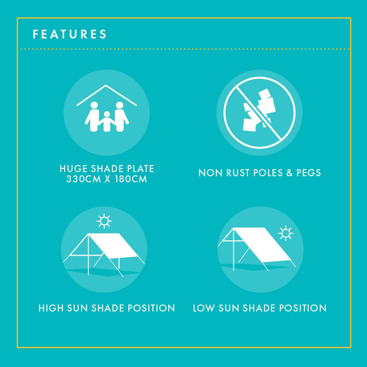 Lovin Summer Sombrilla Shade Tent features with large 330x180cm shade plate, non-rust poles and multiple sun shade positions.