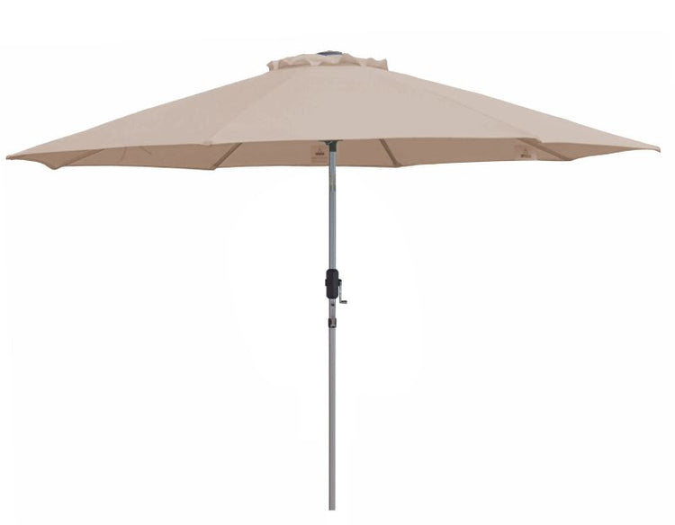 Beige Market 275cm Shade Umbrella with aluminum frame and crank lift for outdoor use