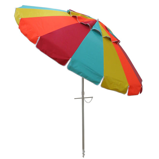 Citron Beach Umbrella 240cm colorful Masquerade style with tilt and self-anchoring auger