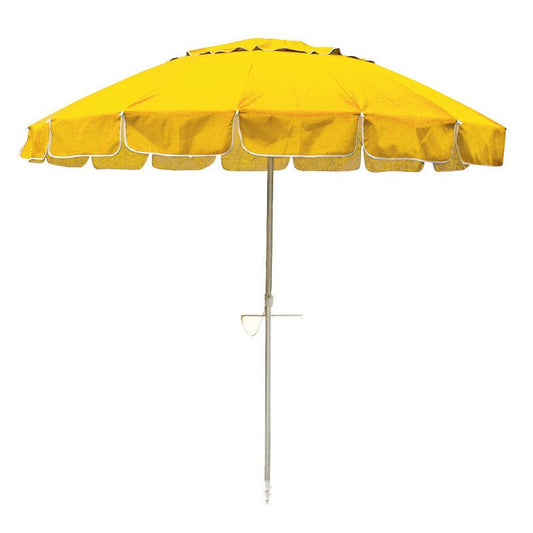 Maxibrella 240cm yellow beach umbrella with sturdy pole and scalloped edges for sun protection