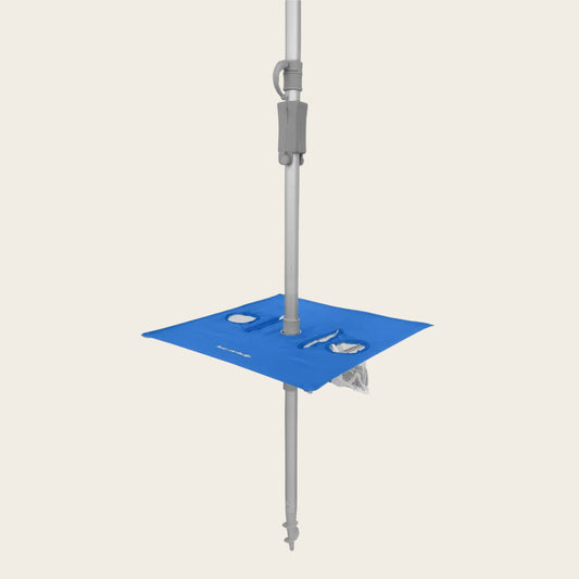 Royal Blue Sunraker Pole with built-in fold-away table and drink holders for 210cm umbrellas