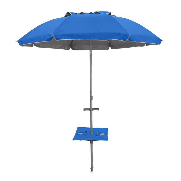Royal Blue Sunraker Pole with built-in fold-away table and drink holders for 240cm Beachkit umbrellas