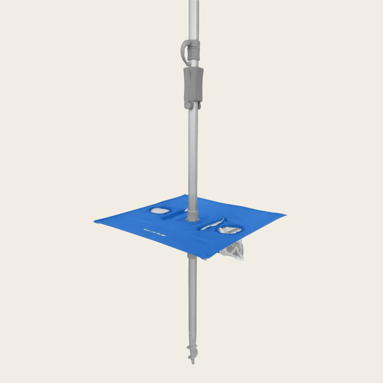 Royal Blue Sunraker Pole with built-in fold-away table and holders for 240cm umbrellas