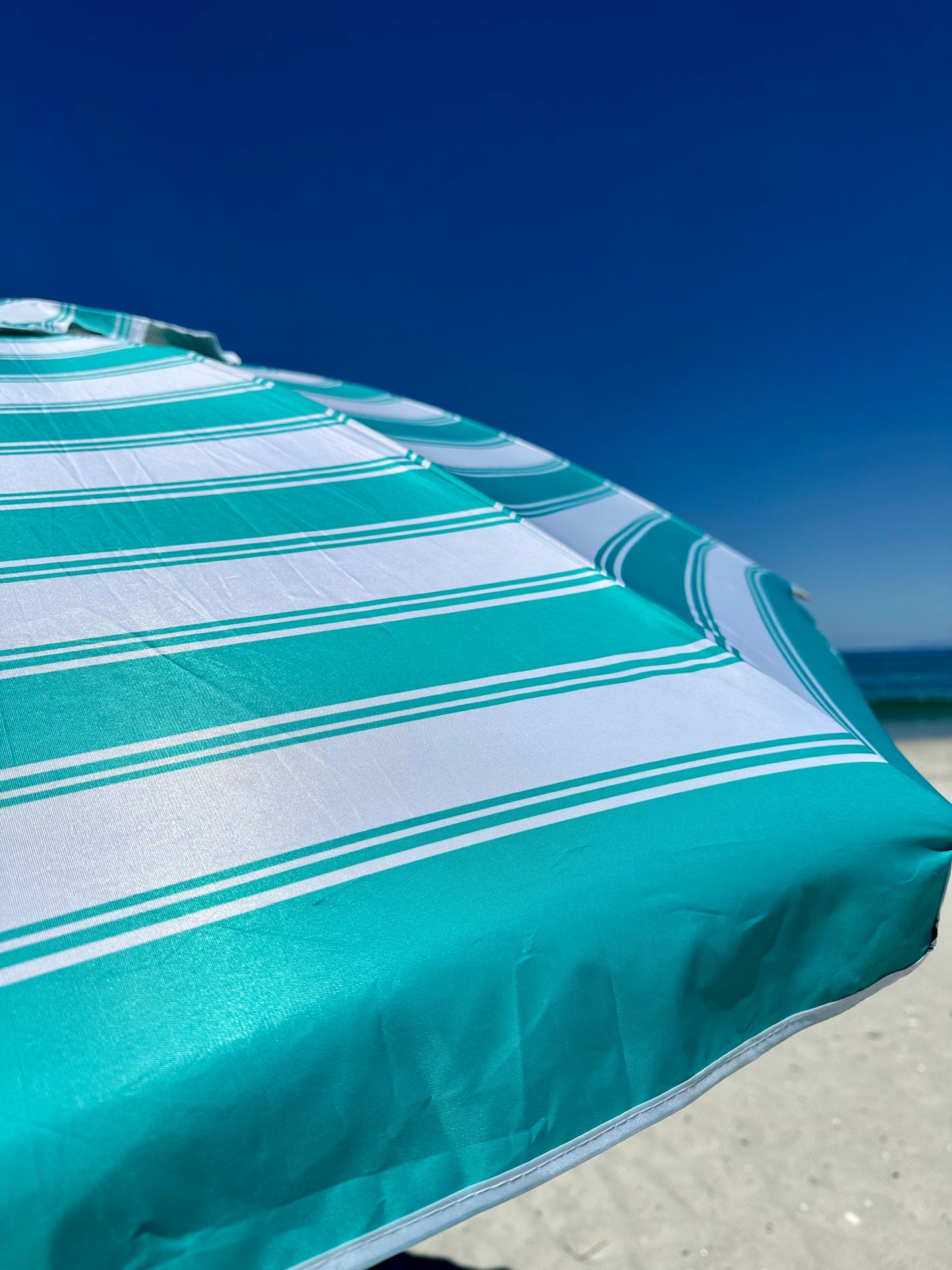 Daytripper 210cm Beach Umbrella - Turquoise & White