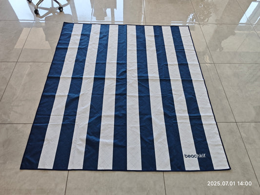 Beachkit Sand-Free Beach Mat – Navy & White Stripe