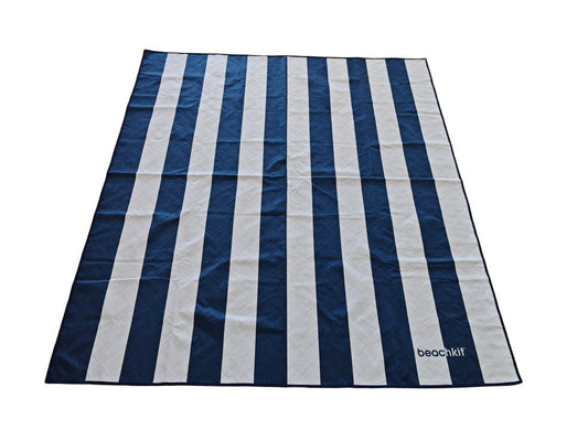 Beachkit Sand - Free Beach Mat – Navy & White Stripe - Beachkit