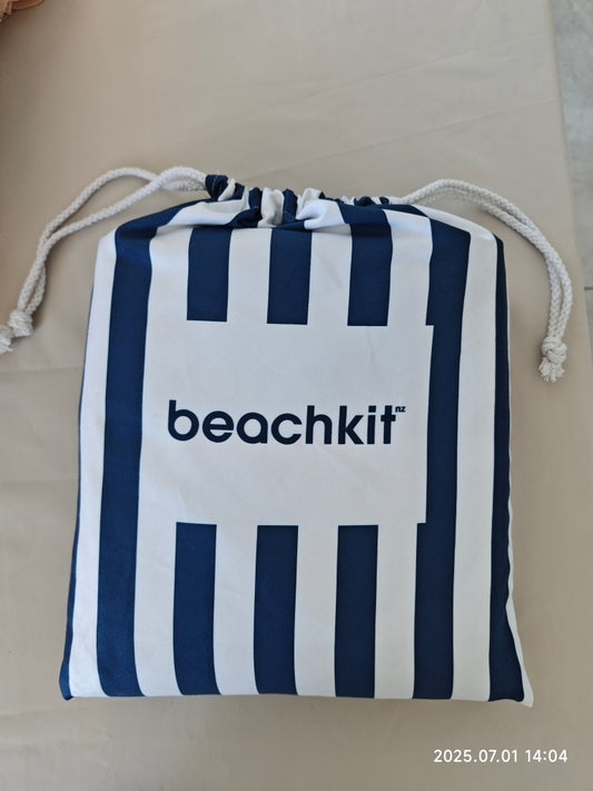 Beachkit Sand-Free Beach Mat – Navy & White Stripe