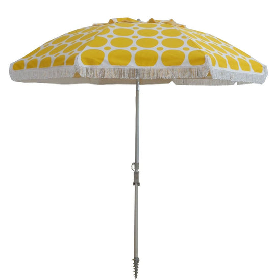 Classic Fringe Beach Umbrella - Morning Sunshine Yellow - Beachkit
