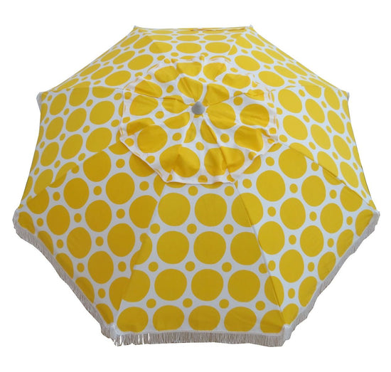 Classic Fringe Beach Umbrella - Morning Sunshine Yellow - Beachkit