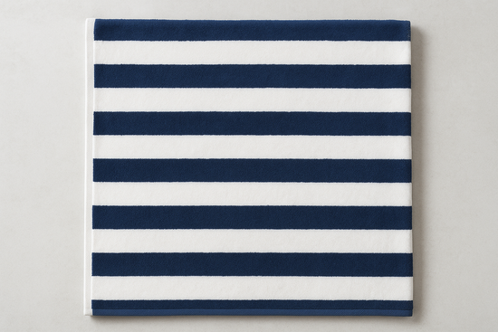 Navy white striped towel
