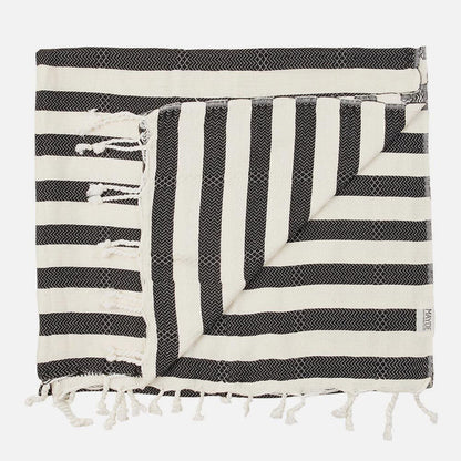 Beachkit - MAYDE - Reef Turkish Towel - Black & White Stripe