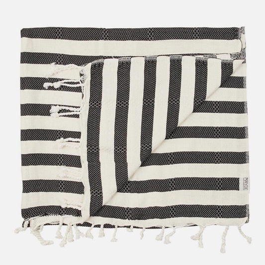Beachkit - MAYDE - Reef Turkish Towel - Black & White Stripe