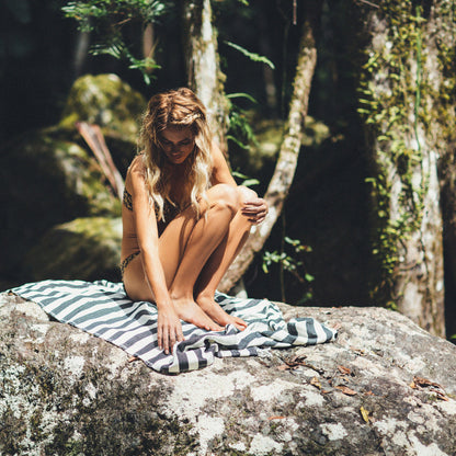 Beachkit - MAYDE - Reef Turkish Towel - Black & White Stripe