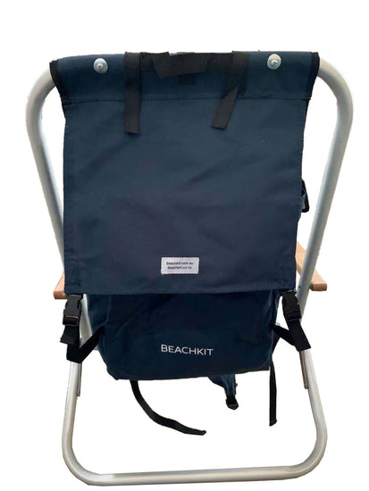 Wearever Backpack Chair - NavyOur top quality Wearever Backpack Chair combines the concept of a backpack and a high back chair all in one, creating an easy to carry lounger.  
The Beachkit WearevBeachkit