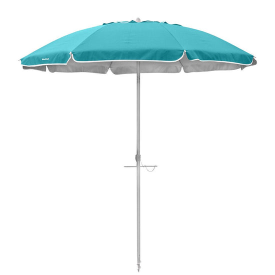 beachcomber patio umbrella Blue Fringe Beach Umbrellas For Sand UV50+Boho Umbrella With Tassels Market Table Umbrella 1.26" Tilting Wood Pole Portable Umbrella With Carry Bag 6.5ft Backyard Umbrella/8 Ribs : Patio fade resistance BEACHCOMBER 210CM BEACH UMBRELLA