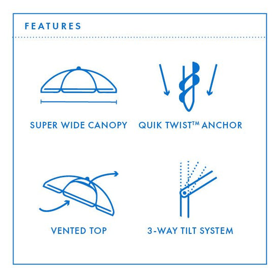 Carnivale 240cm Beach Umbrella - Blue & Yellow - Beachkit