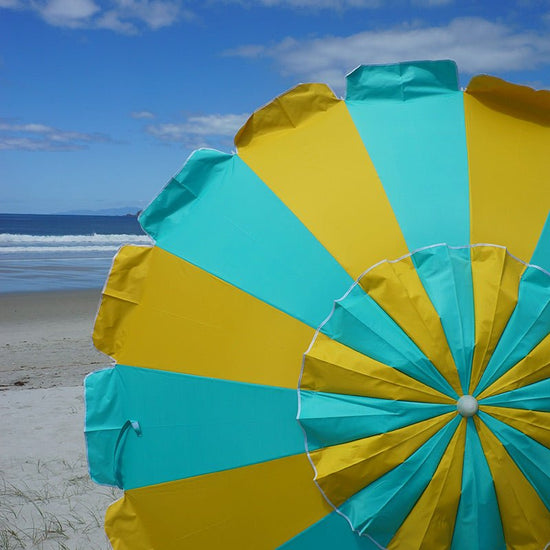 Carnivale 240cm Beach Umbrella - Yellow & Turquoise - Beachkit