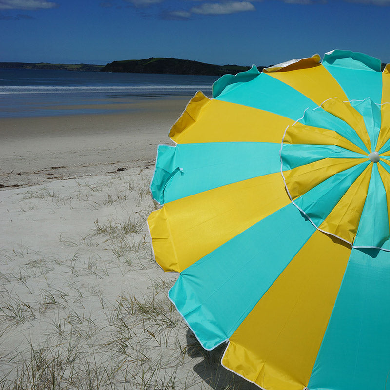 Beachkit Carnivale 240cm Beach Umbrella - Turquoise Yellow