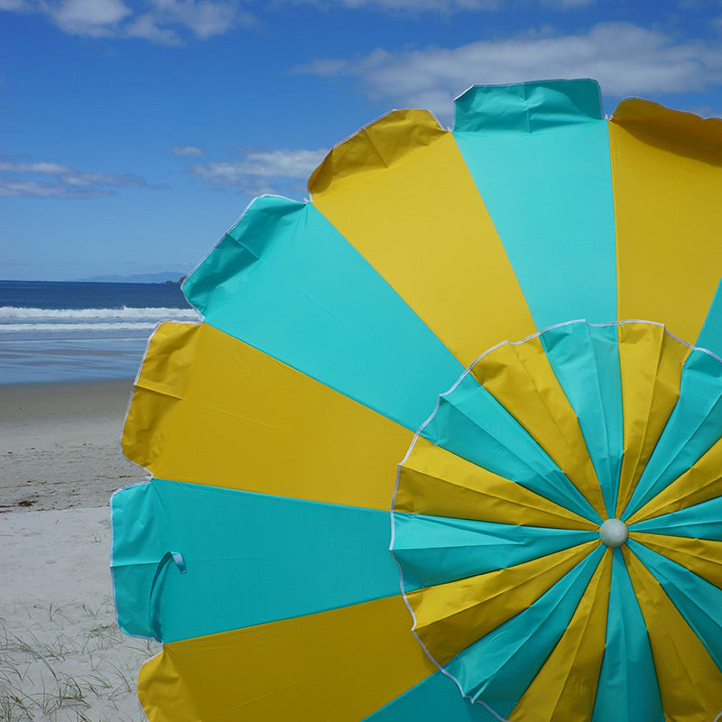 Beachkit Carnivale 240cm Beach Umbrella - Turquoise Yellow