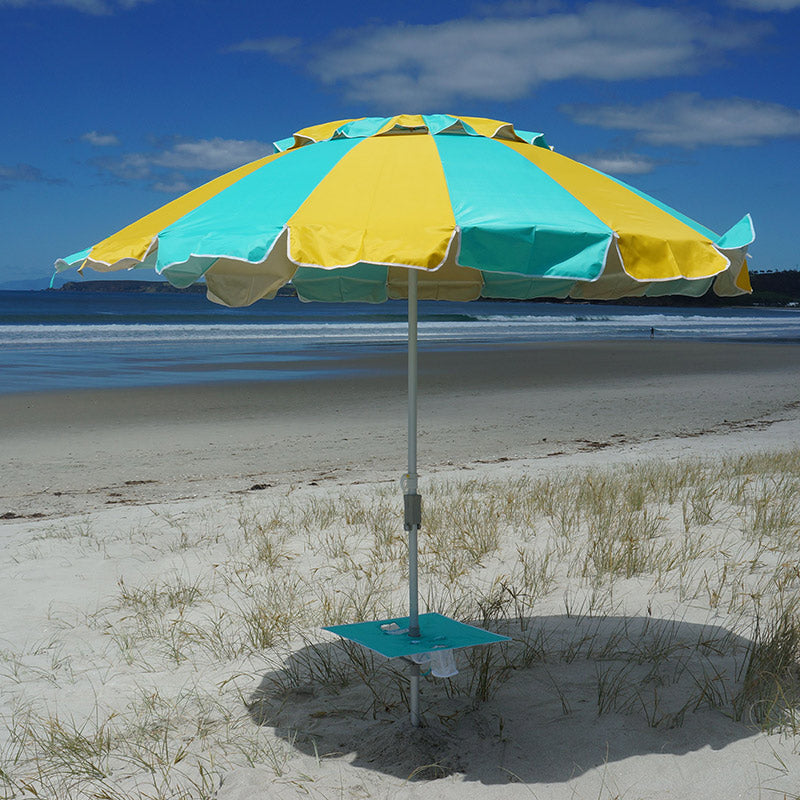Beachkit Carnivale 240cm Beach Umbrella - Turquoise Yellow