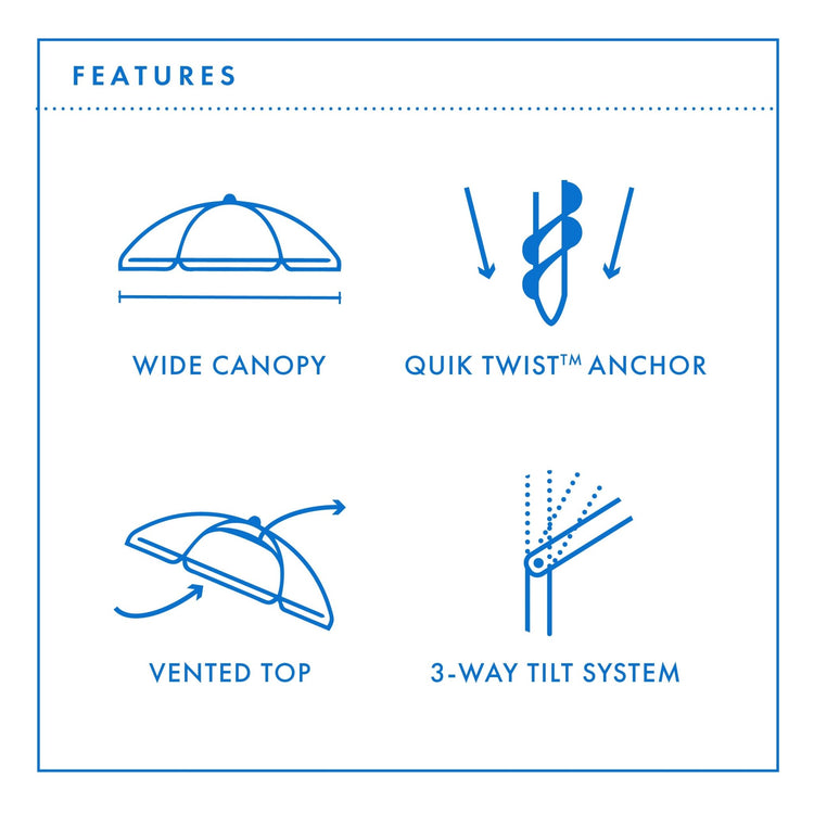 Hollie & Harrie Classic Fringe 210cm Canvas Beach Umbrella - Hello Sailor - Beachkit