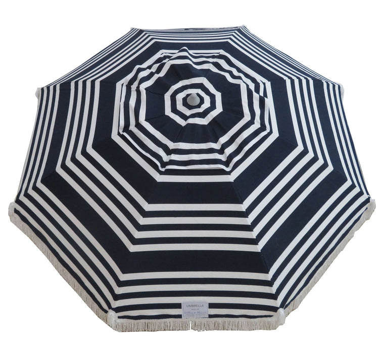 Hollie & Harrie Classic Fringe 210cm Canvas Beach Umbrella - Hello Sailor - Beachkit