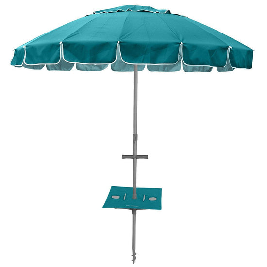 Maxibrella 240cm Beach Umbrella + Sunraker Table - Turquoise - Beachkit